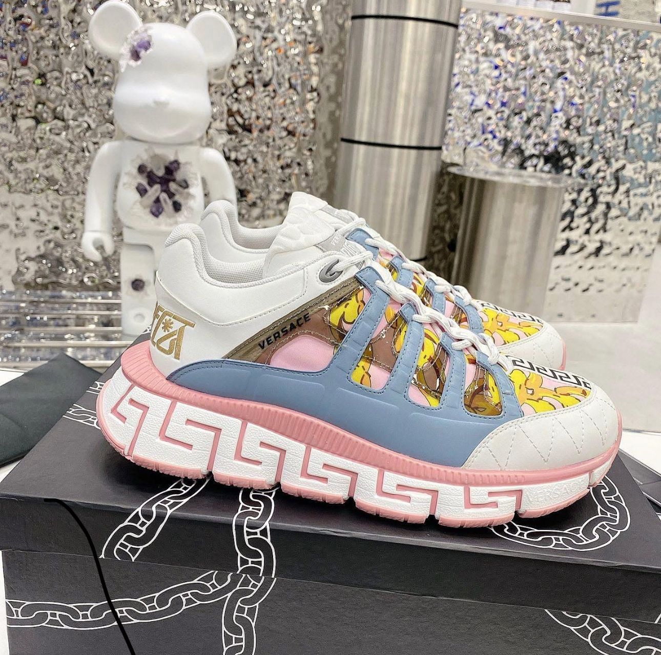 Tenis Versace Rosado Gris Tigreca Unisex - Originales - Pago Contraentrega - Envío Gratis Ref 01