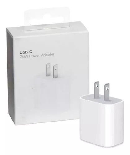 Cargador Apple 20w Carga Rápida Original -  funciona para iPhone 11, iPhone 12, iPhone 13, iPhone 14, iPhone 8, iPhone X, iPhone Xr (Si es compatile con los modelos PRO, PRO MAX, Mini y PLUS) USB-C Color Blanco - Pago Contraentrega - Envío Gratis