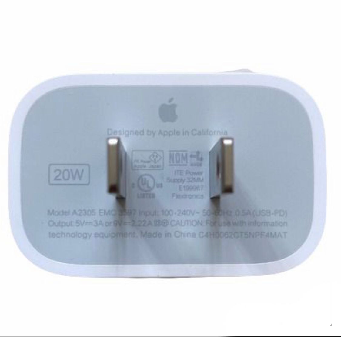 Cargador Apple 20w Carga Rápida Original -  funciona para iPhone 11, iPhone 12, iPhone 13, iPhone 14, iPhone 8, iPhone X, iPhone Xr (Si es compatile con los modelos PRO, PRO MAX, Mini y PLUS) USB-C Color Blanco - Pago Contraentrega - Envío Gratis